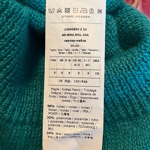 MAX MARA Size Small Oversized Crewneck Turquoise Luxe Mohair Lana Wool $578 NEW - Picture 14 of 16